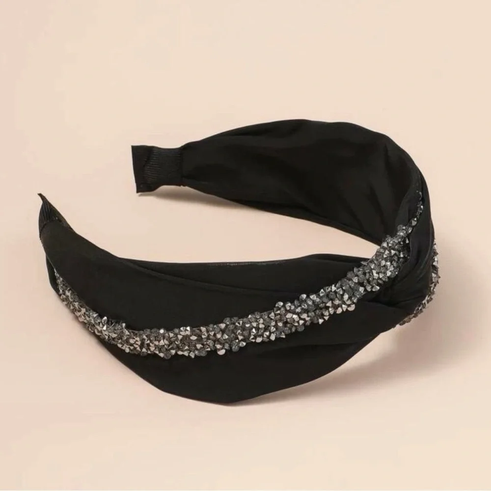 Stunning New Beaded Black and Silver Headband - Add Elegace to Any Outfit!